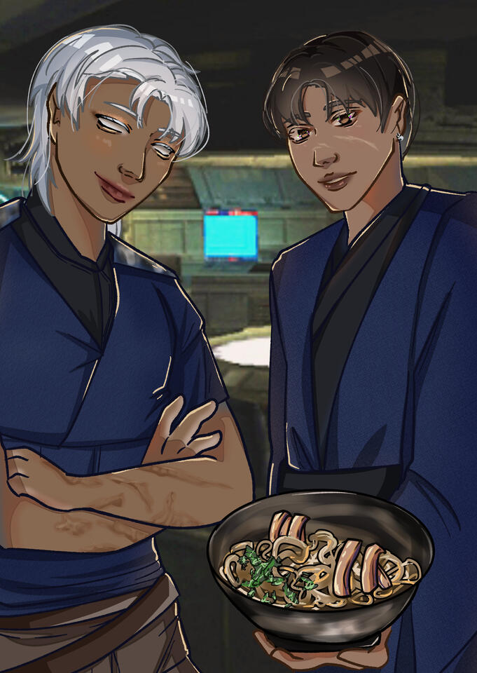 Half body, two characters